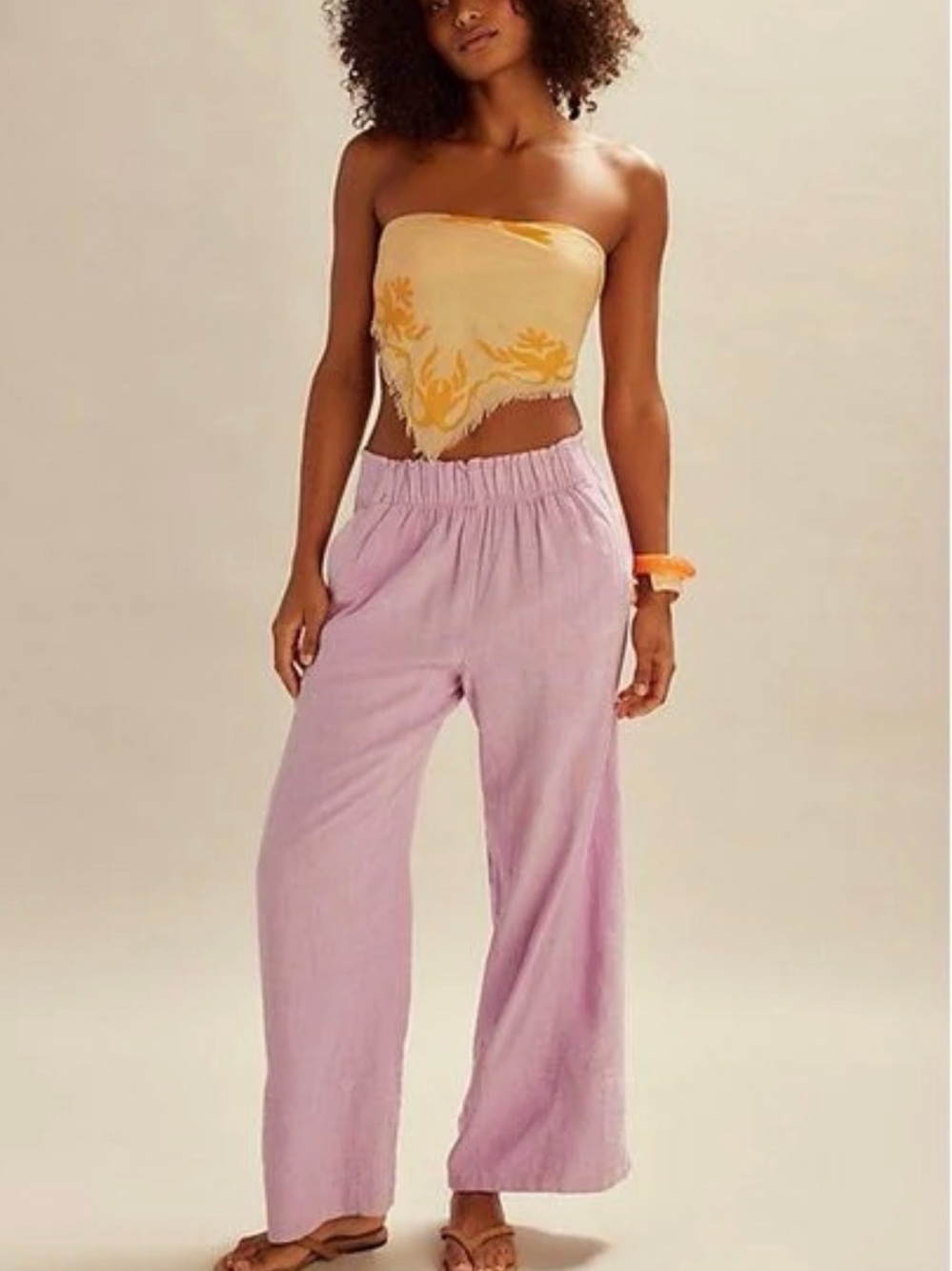 Free People Day’s End Linen Pull on Pants Pink